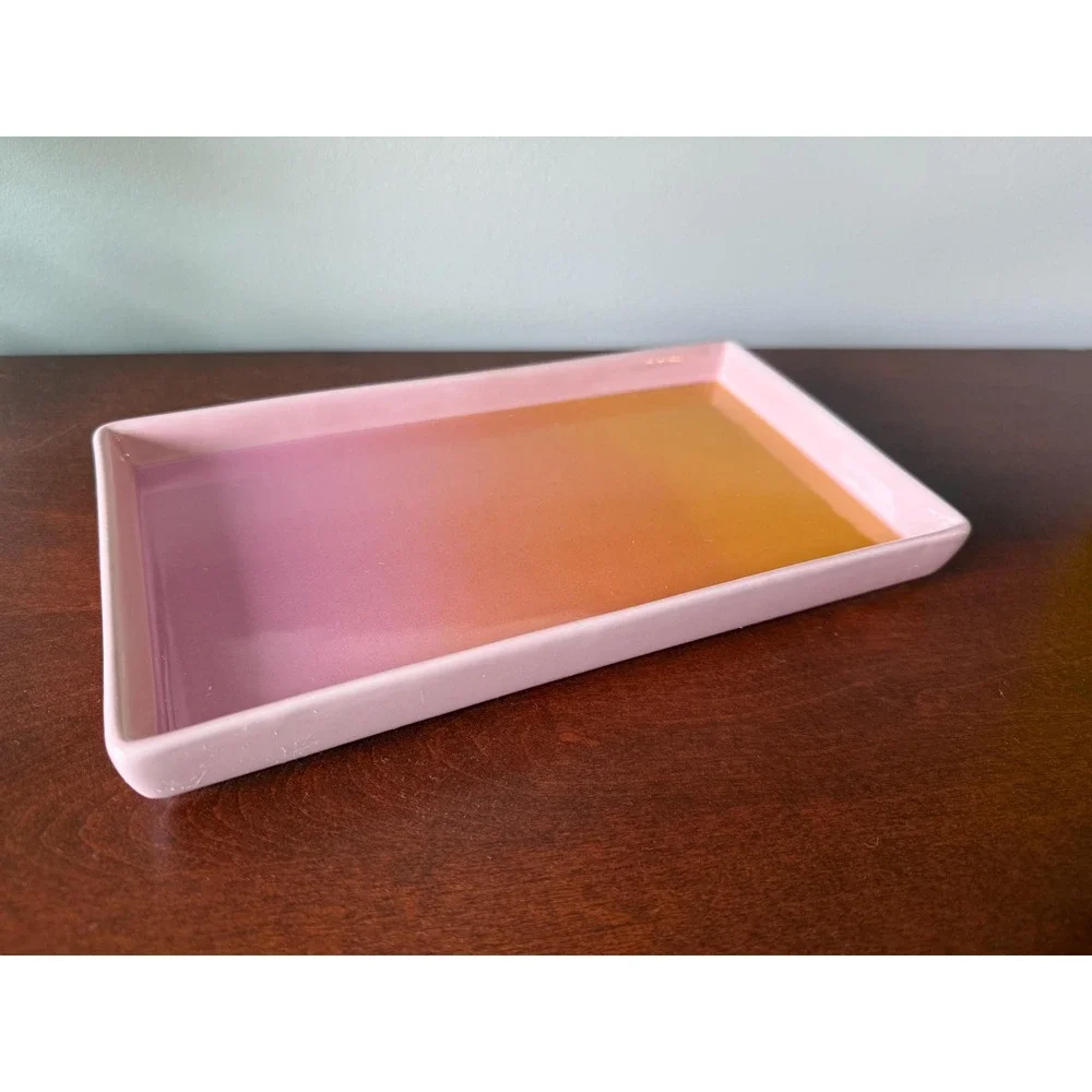 Ombré Sunset Trinket Tray: 9x5 inch Decorative Tray